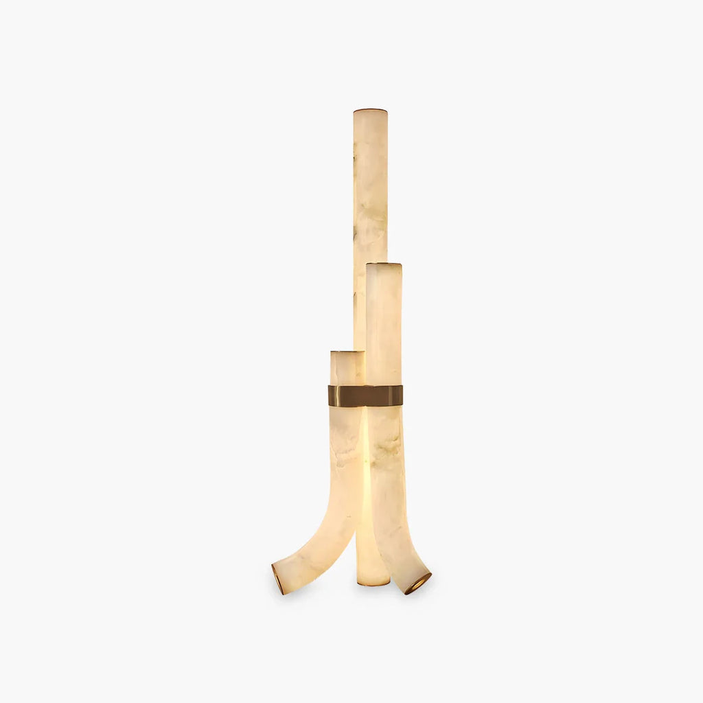 Antizer Copper & Natural Spanish Alabaster Piped Floor Lamp