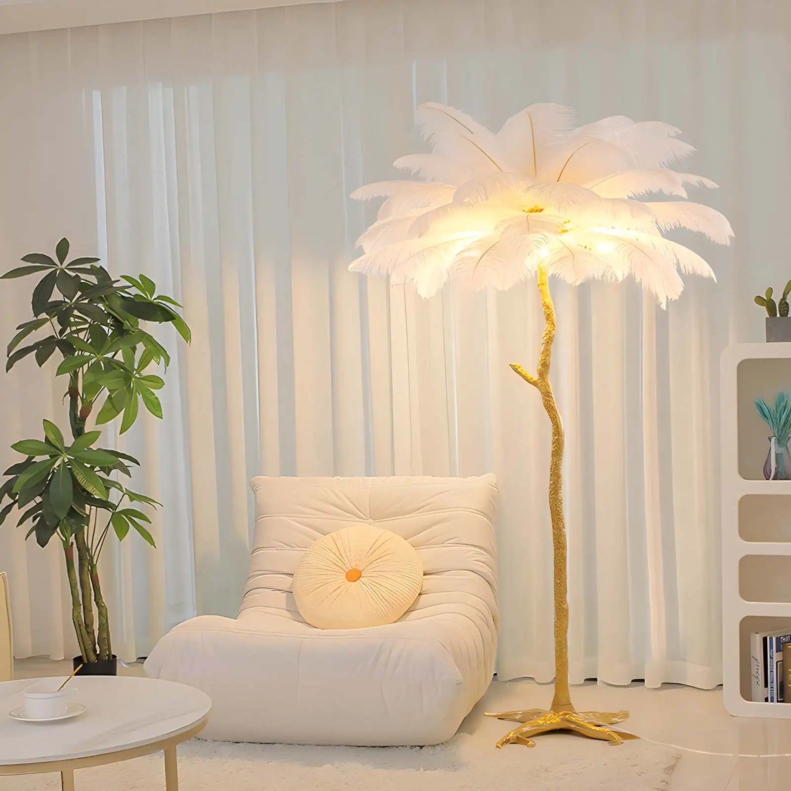 Antizer Feather Palm Tree Floor Lamp for Living Room