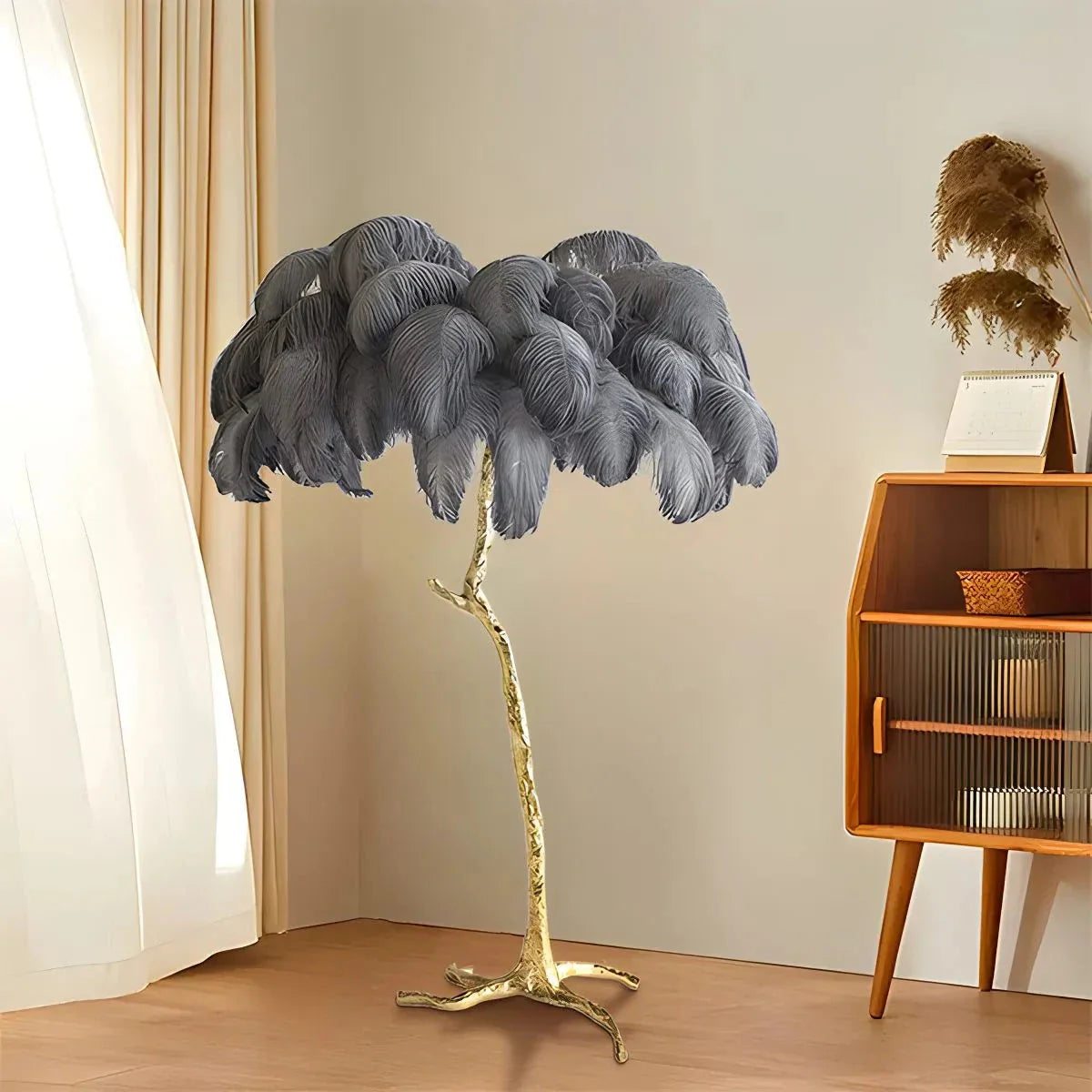 Antizer Feather Palm Tree Floor Lamp for Living Room