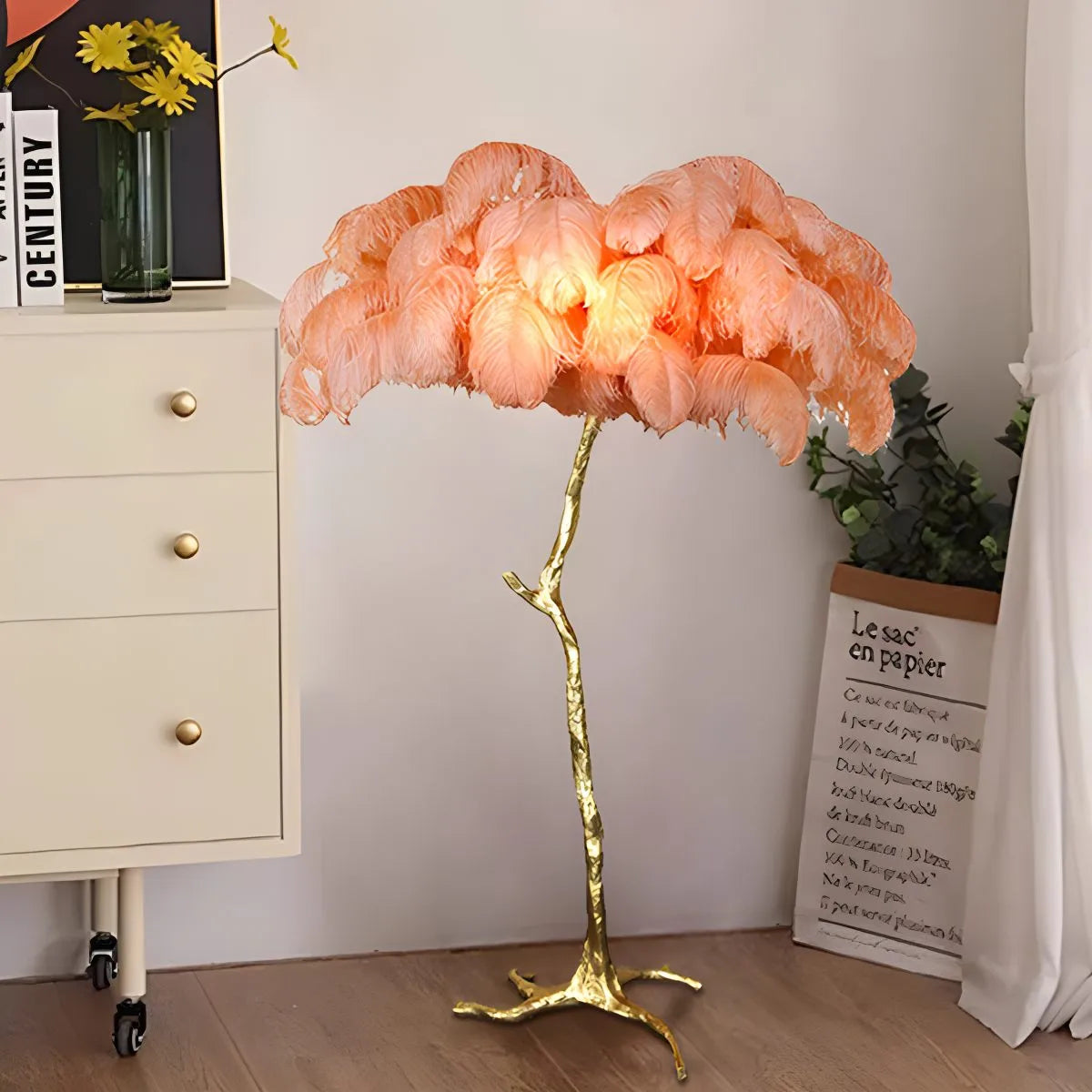 Antizer Feather Palm Tree Floor Lamp for Living Room