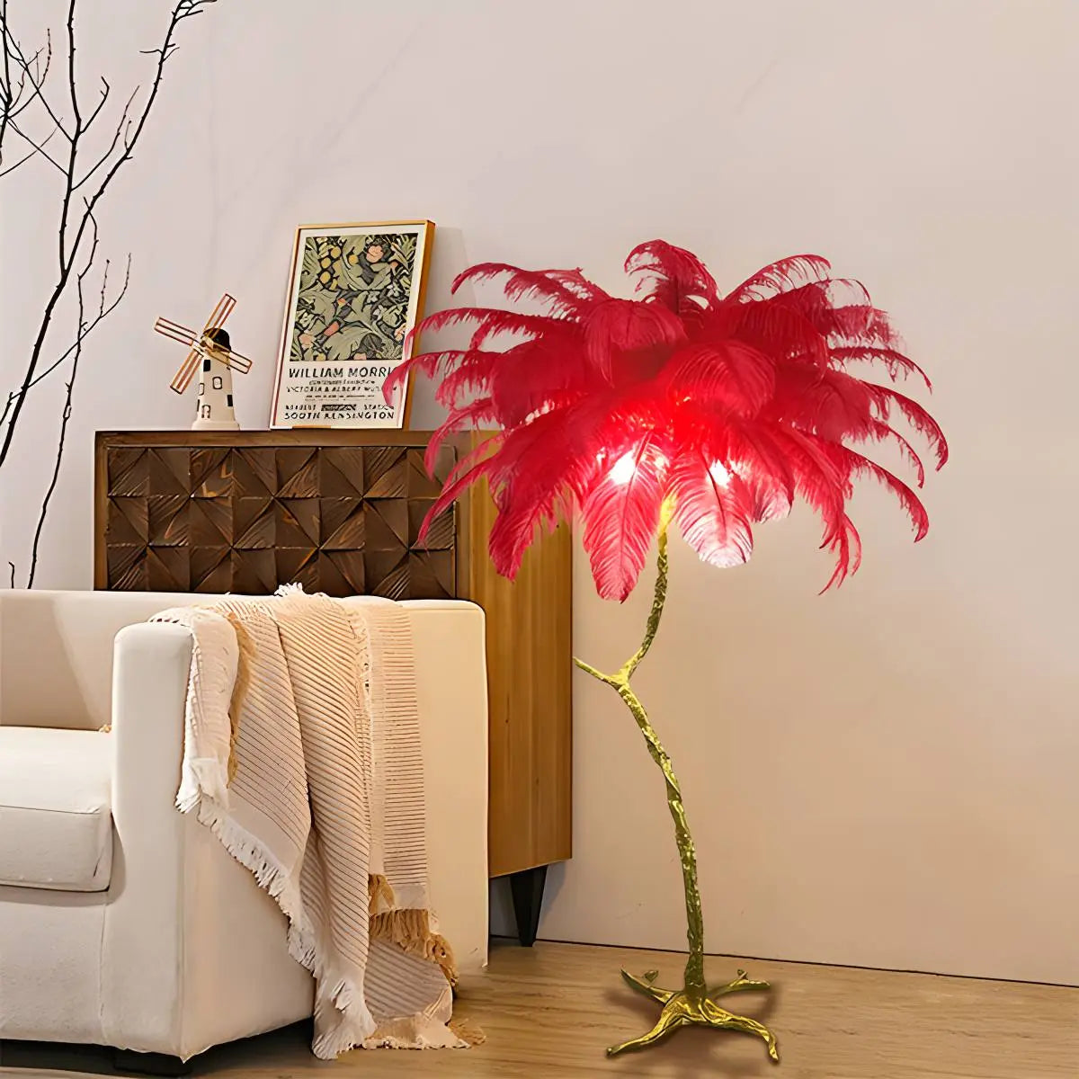 Antizer Feather Palm Tree Floor Lamp for Living Room