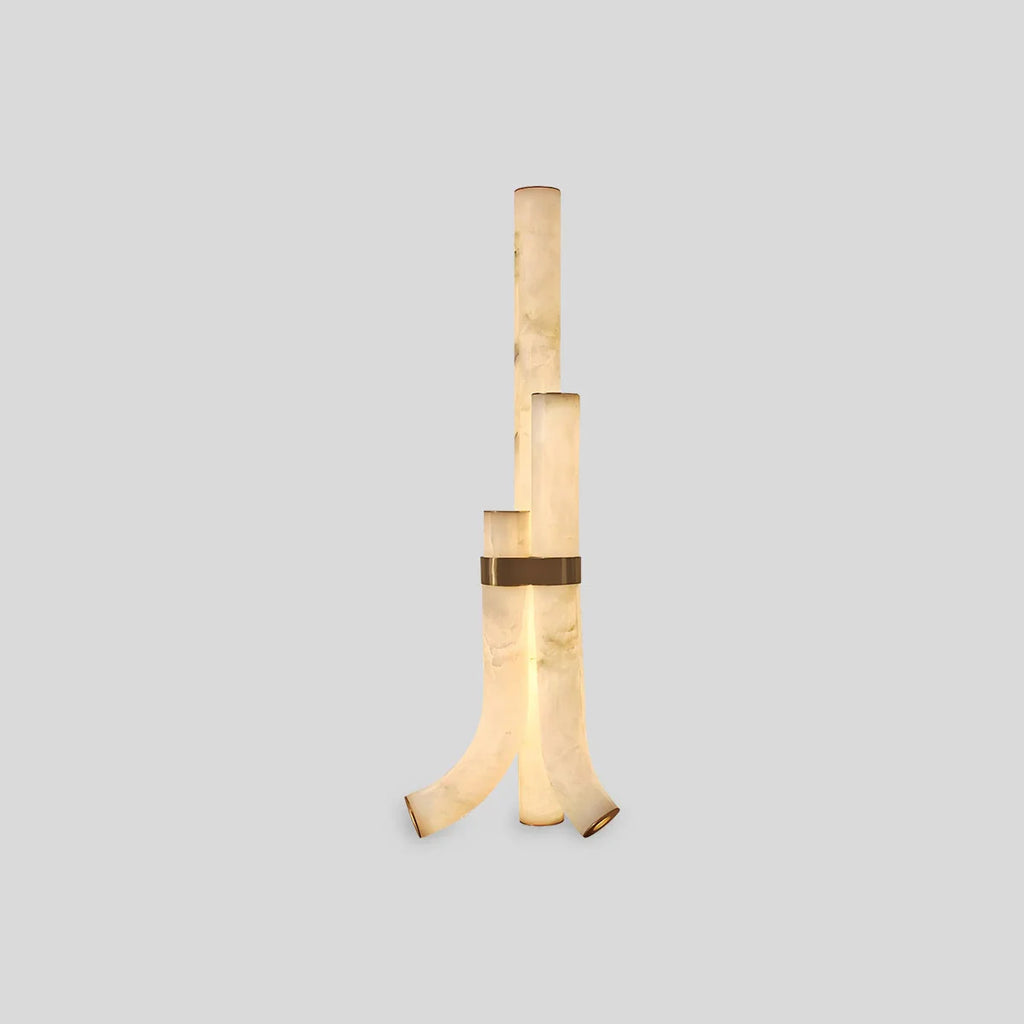 Antizer Copper & Natural Spanish Alabaster Piped Floor Lamp
